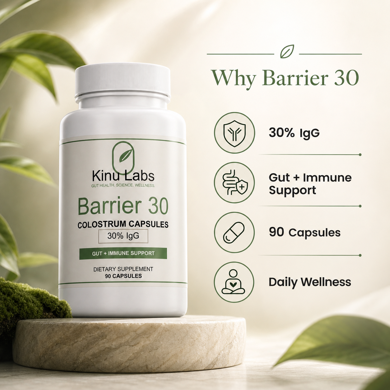 Kinu Labs Barrier 30 Colostrum Capsules